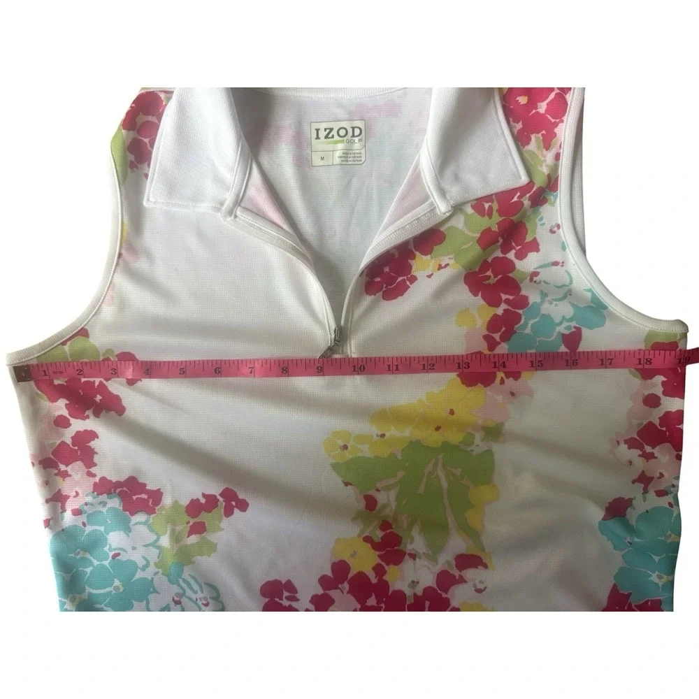 IZOD Golf Floral Sleeveless Polo & Skirt Set Womens M Top 10 Skort NWT